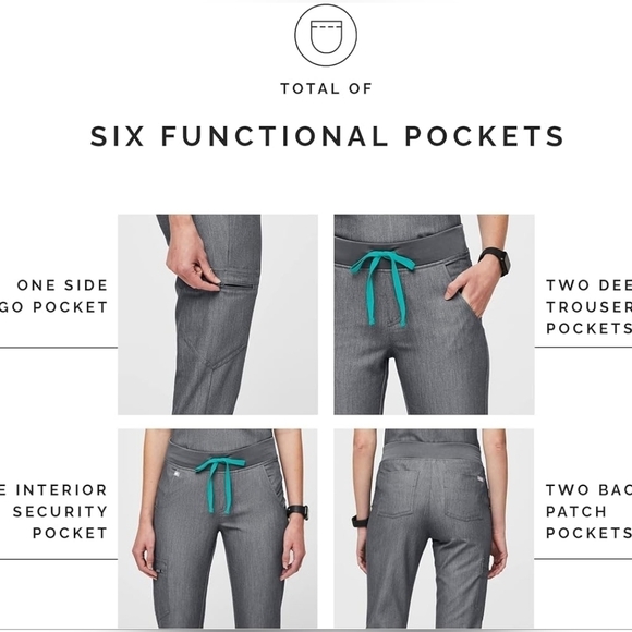 FIGS Gray Zamora Jogger Style Scrub Pants for Women, size Large - Picture 4 of 15